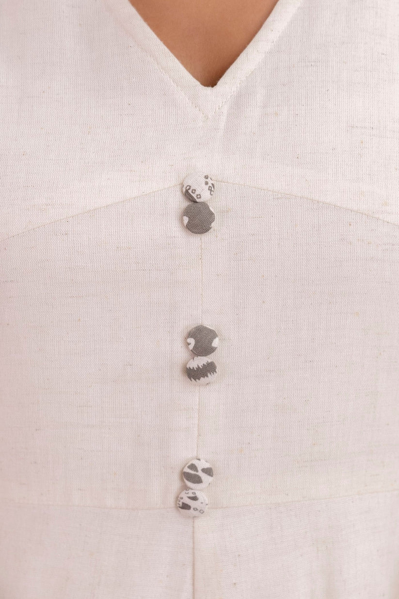 Pure Cotton White Printed Midi Dress