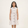 Girls White Printed Dress – 100% Cotton | Cute Pattern Design