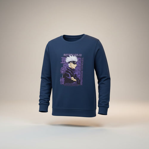 Boys Navy Blue Anime Printed T-Shirt – Full Sleeve Graphic Tee