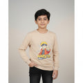 Boys Beige Naruto Printed T-Shirt – Full Sleeve Cartoon Graphic Tee