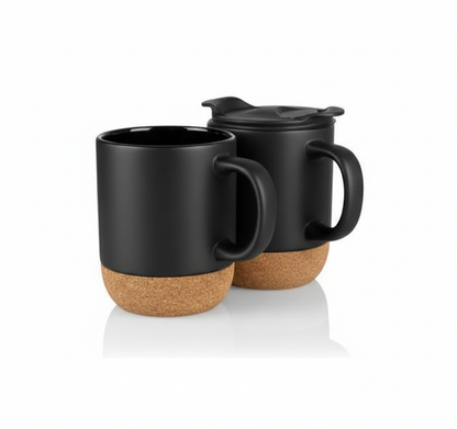 Ceramic Cork Travel Mug with Flip Lid | 350 ml Premium BPA-Free Coffee Mug
