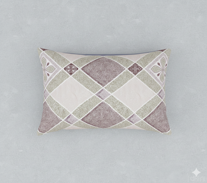 Premium Cotton Geometric Bedsheet Set – King Size 114x120, 320 TC with Pillow Covers (Beige & Mauve Diamond Pattern)