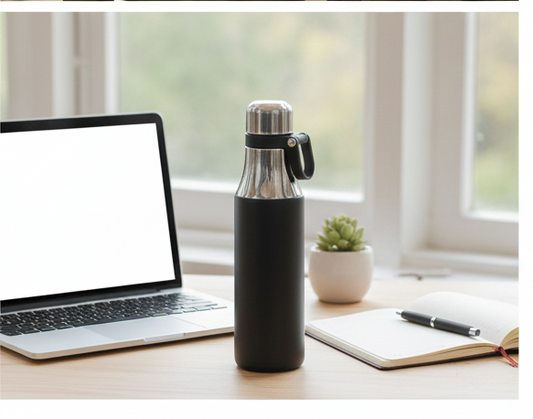 Stainless Steel Vacuum Thermos Bottle – 500ml | Screw Lid with Carabiner | Hot & Cold