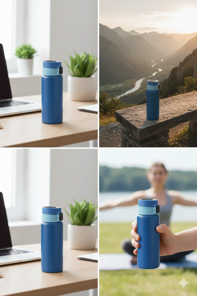 Stainless Steel Thermos Bottle – 500ml | Push Button Lid with Handle | Hot & Cold