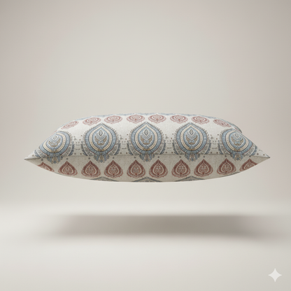 210 TC Cotton Double Bedsheet with 2 Pillow Covers – Grey & Brown Paisley Motif Print (108 x 108 Inches)