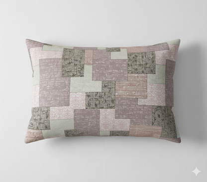 Premium Cotton Patchwork Bedsheet Set – King Size 114x120, 320 TC with Pillow Covers (Soft Mauve & Olive Tones)