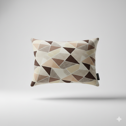 210 TC Cotton Double Bedsheet with 2 Pillow Covers – Geometric Triangle Print in Maroon & Beige (108 x 108 Inches)