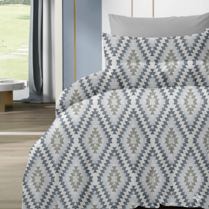 Luxury Cotton Double Bedsheet with 2 Pillow Covers – 108x108 Inches | TC 210 Geometric Design