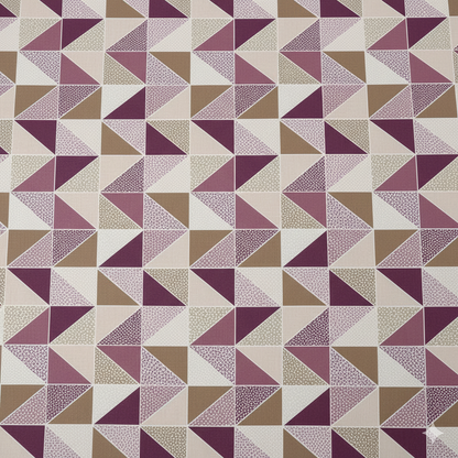 210 TC Cotton Double Bedsheet with 2 Pillow Covers – Geometric Triangle Print in Maroon & Beige (108 x 108 Inches)