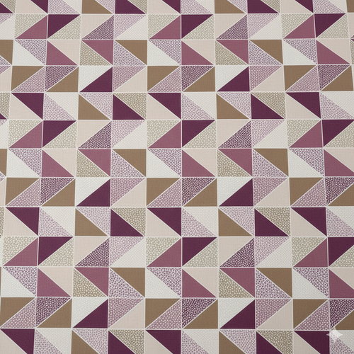 210 TC Cotton Double Bedsheet with 2 Pillow Covers – Geometric Triangle Print in Maroon & Beige (108 x 108 Inches)