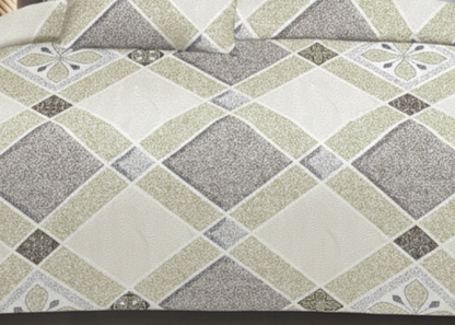 Premium Cotton King Size Bedsheet Set – 114x120, 320 TC with Pillow Covers (Beige & Maroon Geometric Diamond Design)