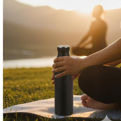 Stainless Steel Vacuum Thermos Bottle – 750ml | Screw Lid with Silicone Grip | Hot & Cold