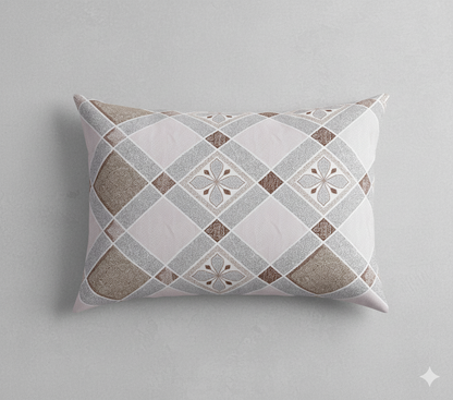 Premium Cotton King Size Bedsheet Set – 114x120, 320 TC with Pillow Covers (Brown & Grey Geometric Diamond Design)