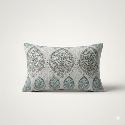 210 TC Cotton Double Bedsheet with 2 Pillow Covers – Grey & Brown Paisley Motif Print (108 x 108 Inches)