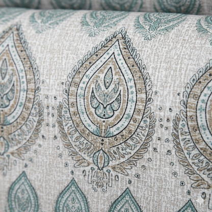 210 TC Cotton Double Bedsheet with 2 Pillow Covers – Grey & Brown Paisley Motif Print (108 x 108 Inches)