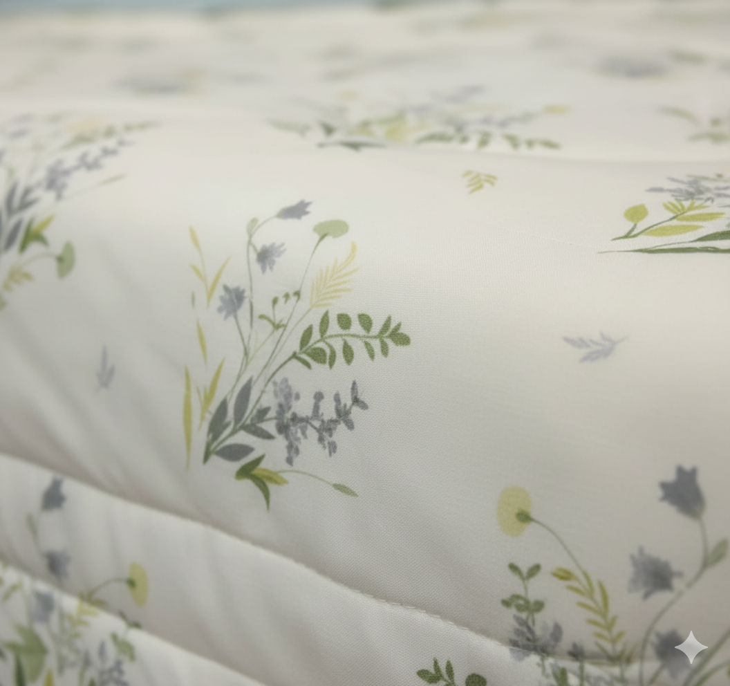 Premium Fine Glace Cotton Reversible Comforter with Microfiber filling & Lace Border - Floral Print