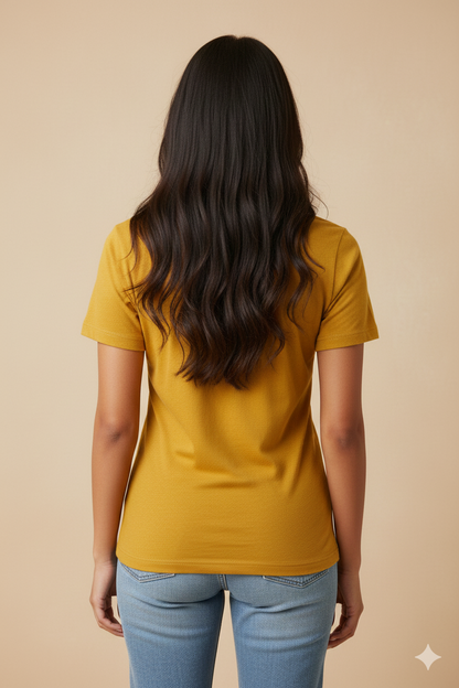 Mustard Yellow Bio-Washed 100% Cotton Super Combed T-Shirt (180 GSM) | Premium Quality | Soft & Breathable
