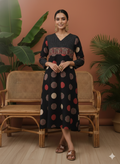 Handcrafted Ajrakh Cotton Kurti with Pocket – Vegetable Dyed | 42” Length