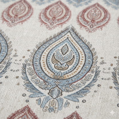 210 TC Cotton Double Bedsheet with 2 Pillow Covers – Grey & Brown Paisley Motif Print (108 x 108 Inches)