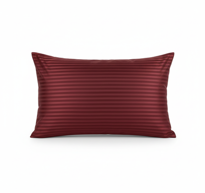 Mehroon Striped Glace Cotton Bedsheet with 2 Pillow Covers – 144 GSM