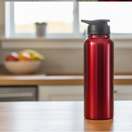 500ml Red Steel Bottle with Flip Lid | Single Wall Food Grade Stainless Steel | BPA Free