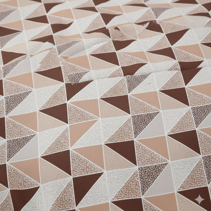 210 TC Cotton Double Bedsheet with 2 Pillow Covers – Geometric Triangle Print in Maroon & Beige (108 x 108 Inches)