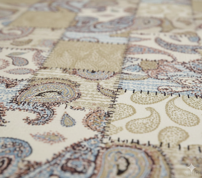 Premium Cotton Patchwork Paisley Bedsheet Set – King Size 114x120, 320 TC with Pillow Covers