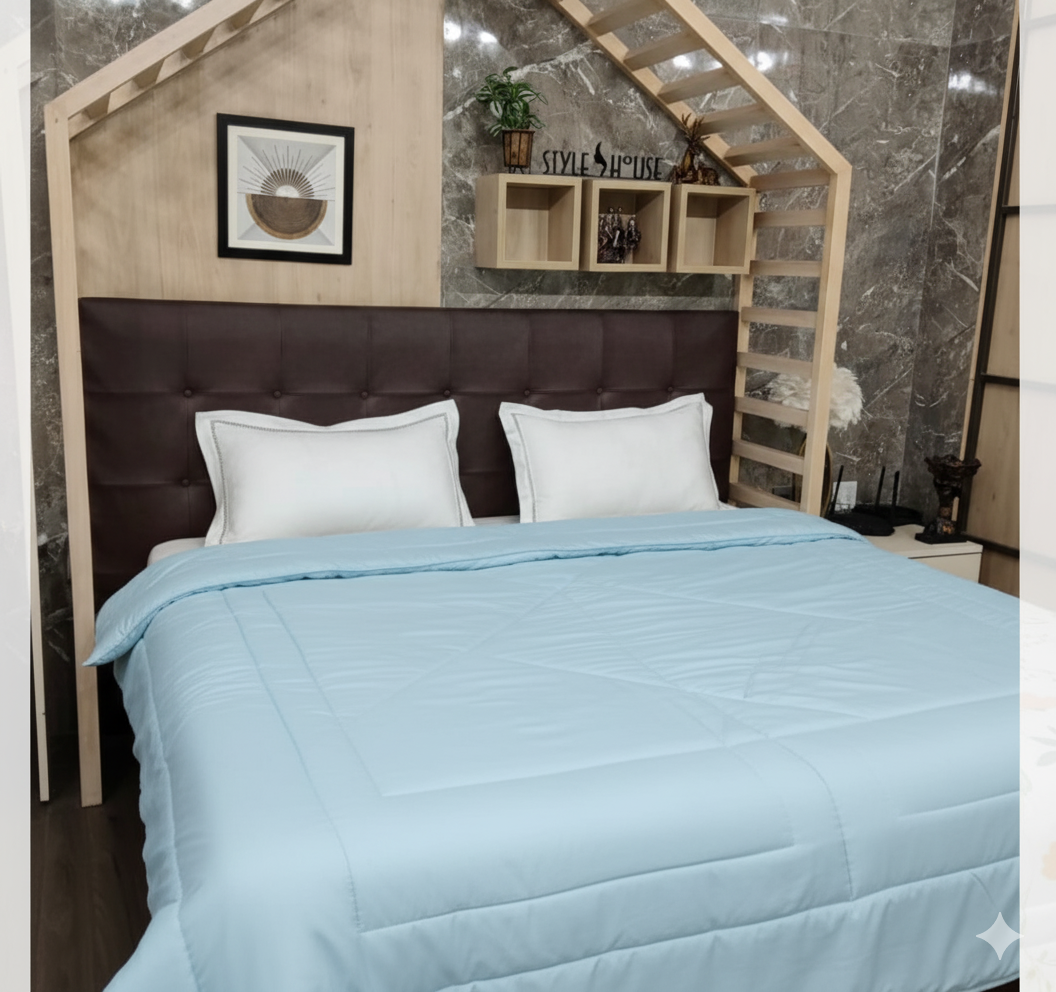 Premium Fine Glace Cotton Reversible Comforter with Microfiber Filling & Lace Border