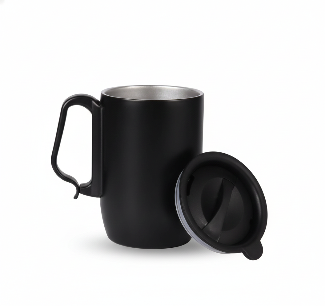 Stainless Steel Thermos Mug – 380 ml Sliding Lid Coffee Mug | Hot & Cold for 8 Hours