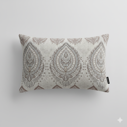 210 TC Cotton Double Bedsheet with 2 Pillow Covers – Grey & Brown Paisley Motif Print (108 x 108 Inches)