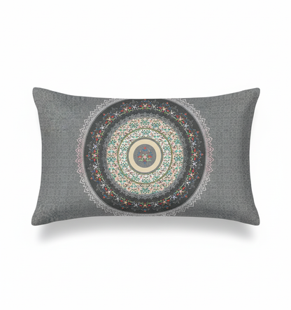 Digital Print Satin Cotton Bedsheet – Grey Mandala Elegance