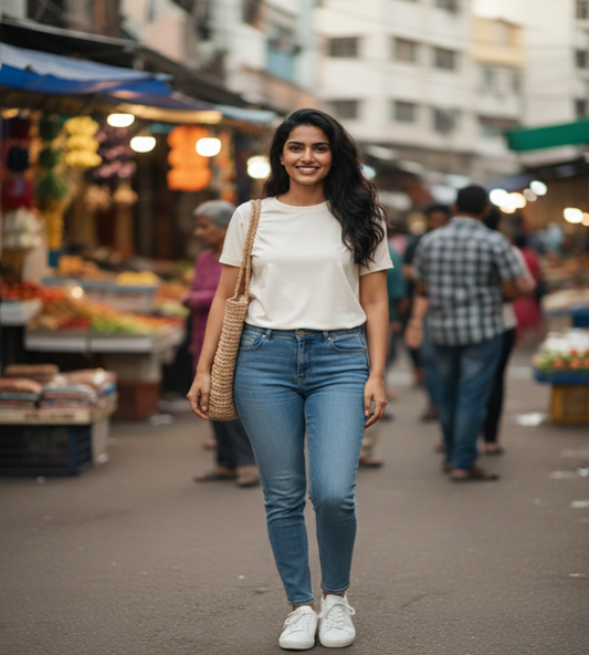 Off White Oversized T-Shirt | 240 GSM Premium French Terry Cotton | Streetwear Drop Shoulder Tee