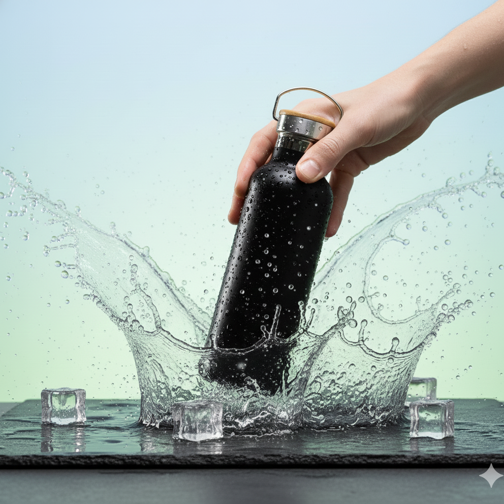 Stainless Steel Water Bottle with Bamboo Lid – 750 ml | BPA Free & Rust Free