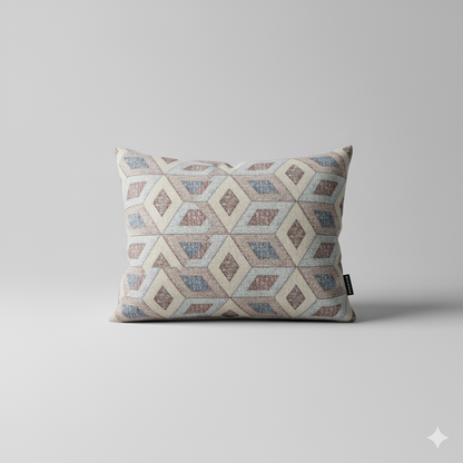 210 TC Cotton Double Bedsheet with 2 Pillow Covers – Brown & Beige Geometric Diamond Pattern (108 x 108 Inches)