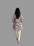 Women’s Grey Mauve Floral Alia Top | Premium Soft Cotton | V-Neck | Full Sleeves