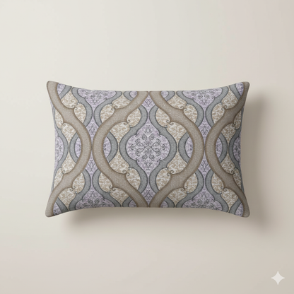 210 TC Cotton Double Bedsheet with 2 Pillow Covers – Grey & Beige Geometric Pattern (108 x 108 Inches)