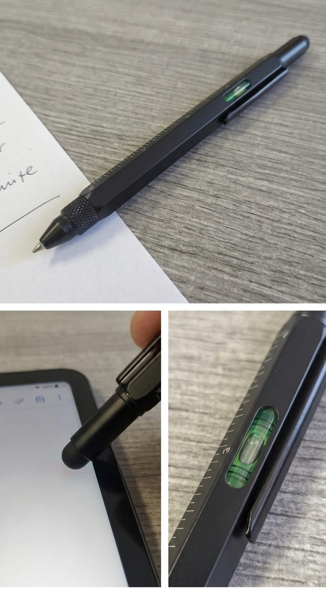 6-in-1 Metal Tool Pen – Screwdriver, Scale, Level Gauge & Stylus