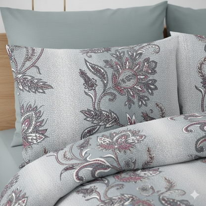 210 TC Cotton Double Bedsheet with 2 Pillow Covers – Floral Print, 108x108 Inches