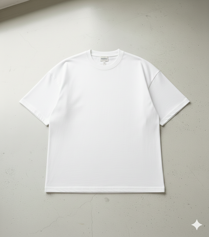 White Oversized T-Shirt | 240 GSM Premium French Terry Cotton | Streetwear Drop Shoulder Tee