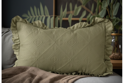 Premium Glace Cotton Embossed Bedcover with Frill Edges – Elegant Ruffled Bedding Set