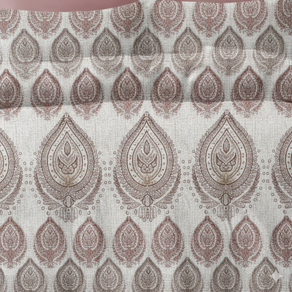 210 TC Cotton Double Bedsheet with 2 Pillow Covers – Grey & Brown Paisley Motif Print (108 x 108 Inches)