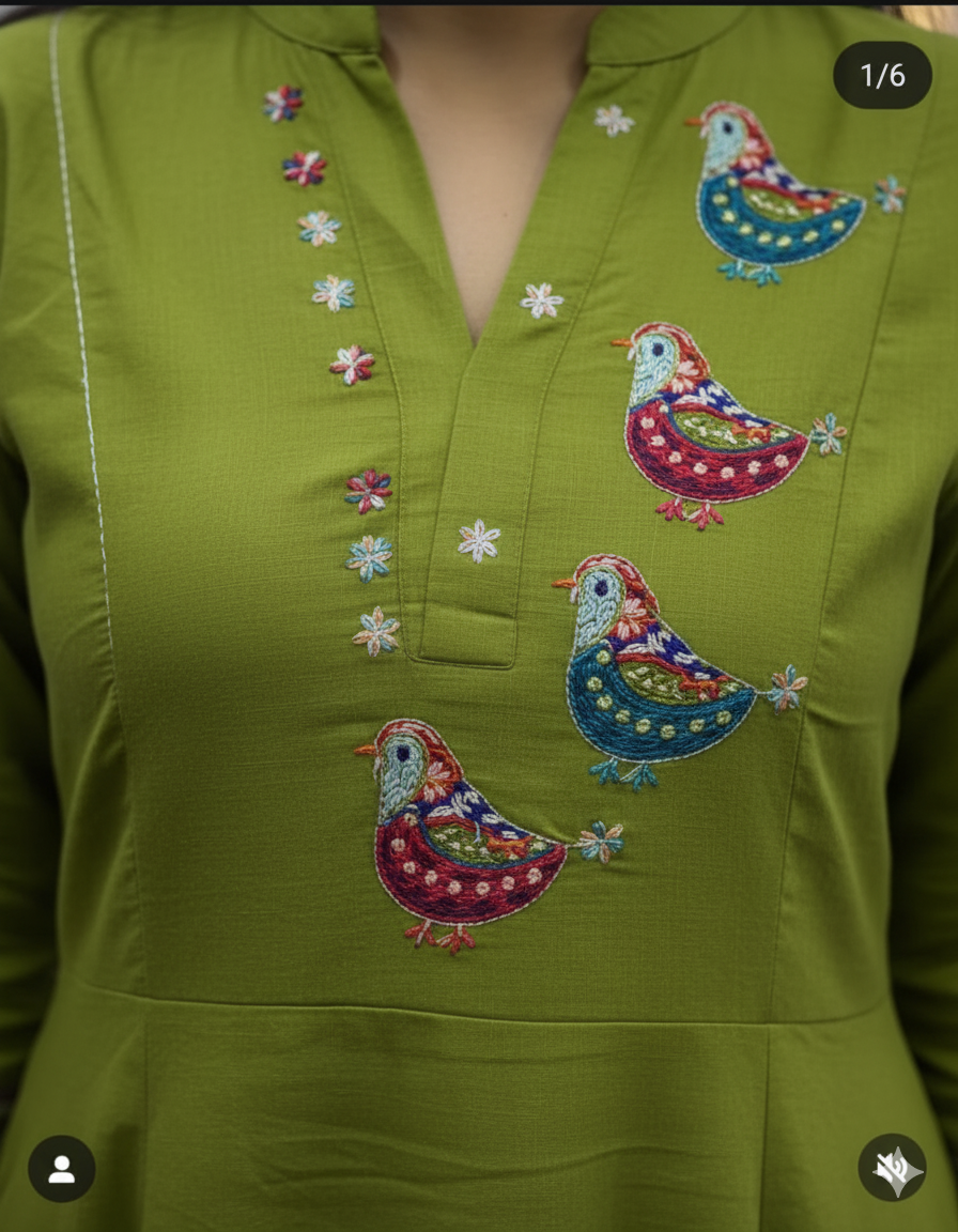 Teal Blue Embroidered Cotton Kurta Set with Pants