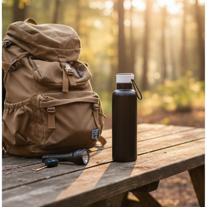 Stainless Steel Vacuum Thermos Bottle – 750ml | Screw Lid with Silicone Holder | Hot & Cold