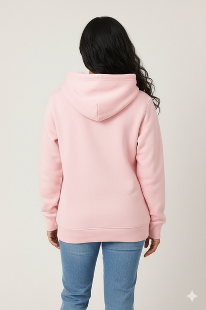 320 GSM Premium Cotton Brushed Loopknit Hoodie | 88% Cotton 12% Polyester | Soft Winter Wear - Baby Pink