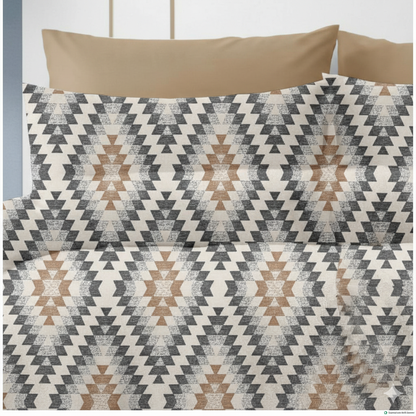 Luxury Cotton Double Bedsheet with 2 Pillow Covers – 108x108 Inches | TC 210 Geometric Design