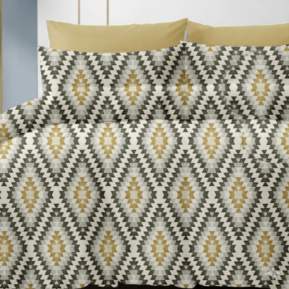 Luxury Cotton Double Bedsheet with 2 Pillow Covers – 108x108 Inches | TC 210 Geometric Design