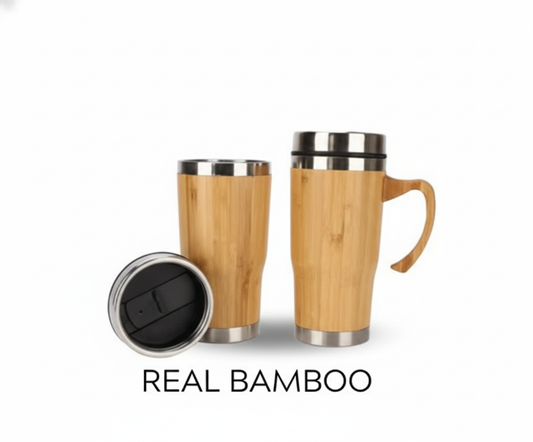 Bamboo Thermos Mug with Handle – 400 ml