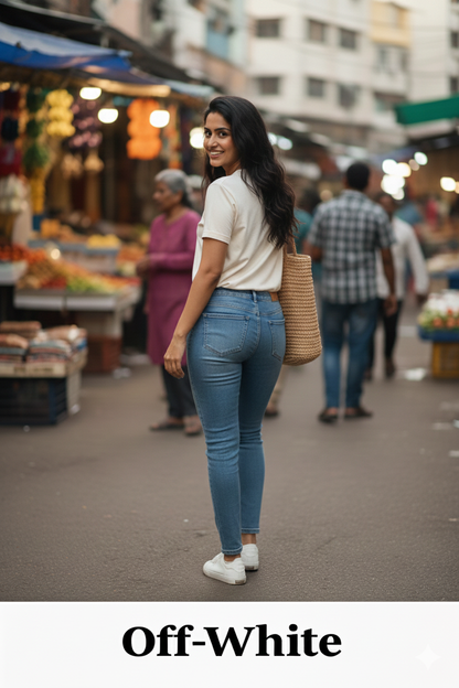Off White Oversized T-Shirt | 240 GSM Premium French Terry Cotton | Streetwear Drop Shoulder Tee