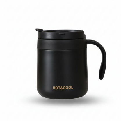 Stainless Steel Thermos Mug with Handle – 380 ml | Flip Lid Coffee Mug | Hot & Cold for 8 Hours