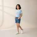 Girls Sky Blue Printed T-Shirt – Panda Graphic Tee